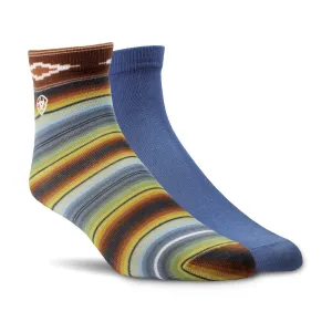 Ariat Southwest Ankle Socks, 2 Pair Pack, Serape/SkyBlue