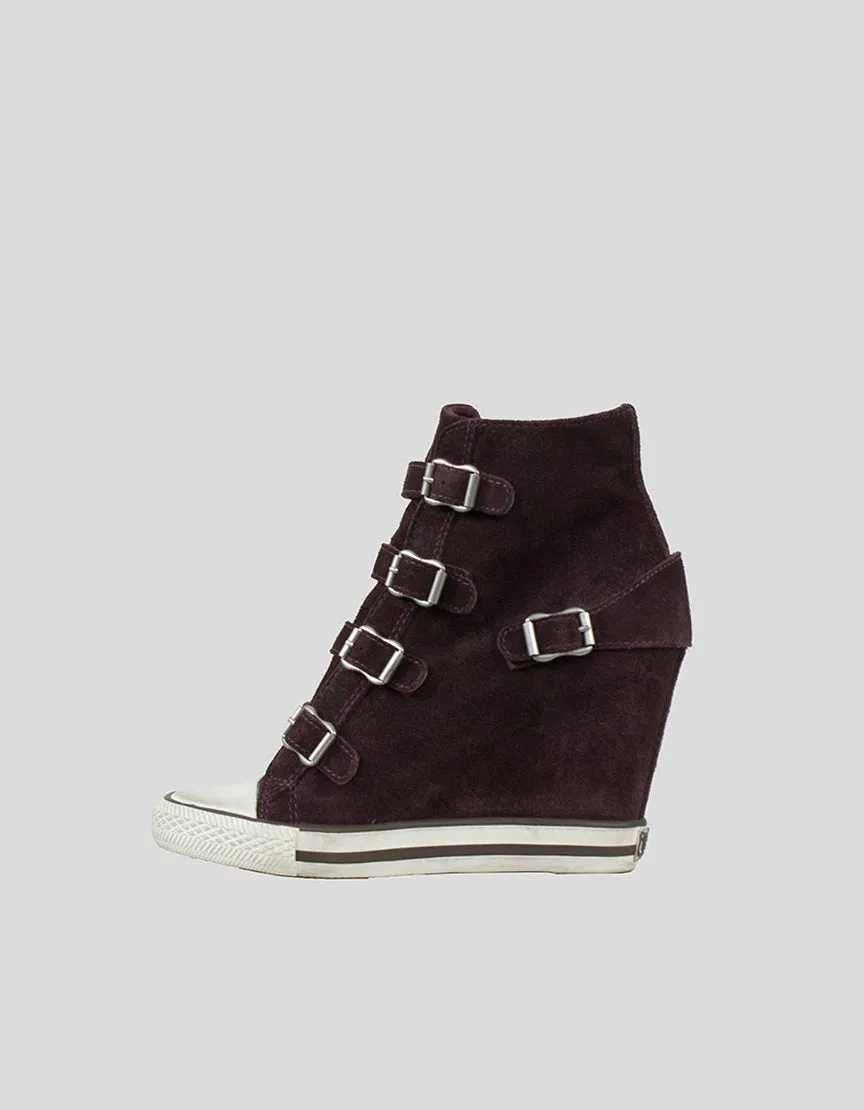 ASH Wedge Sneaker In Burgundy Suede - 37 IT | 7US