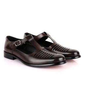 Berluti striped leather Men's Shoes - Brown