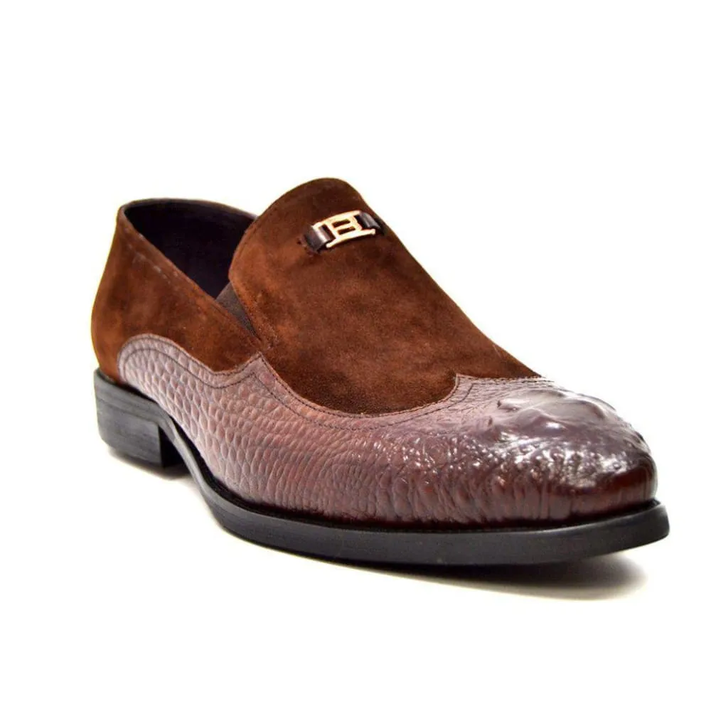 British Walkers Shiraz Croc Men's Crocodile Leather and Suede Loafers