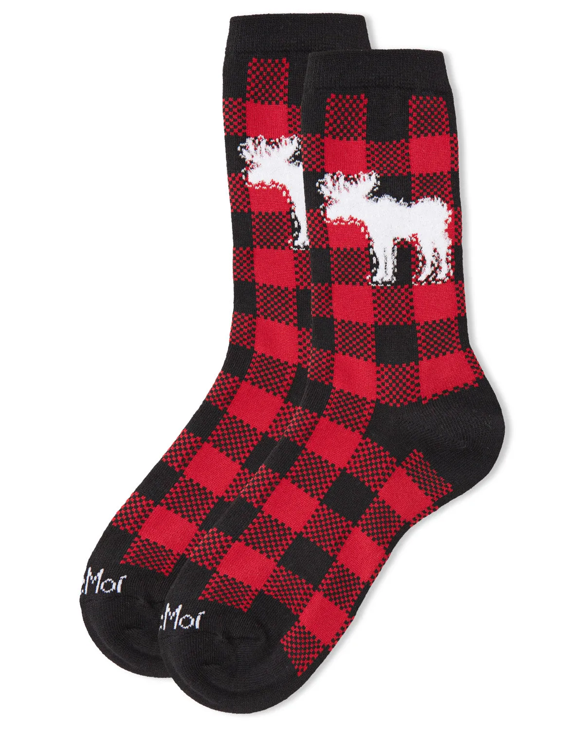 Buffalo Plaid Moose Holiday Crew Socks