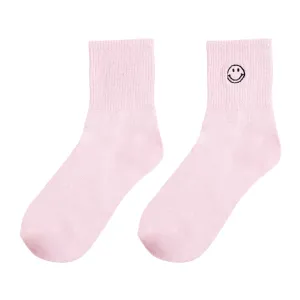 Chokore Embroidered Smiley Socks (Lilac)