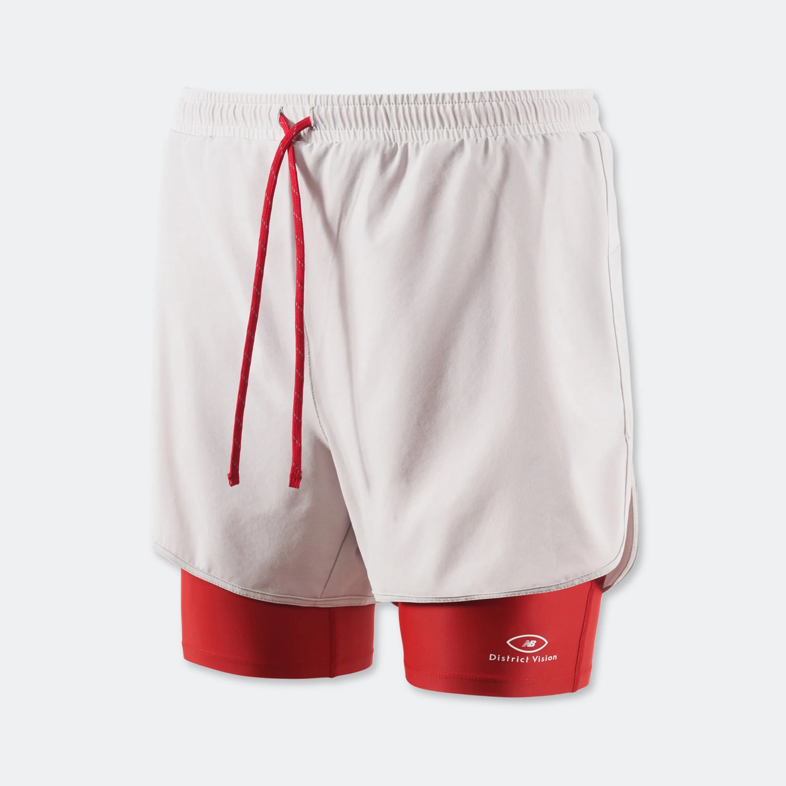 Mens DV   NB Layered Pocketed Trail Shorts - Fog/Goji Red