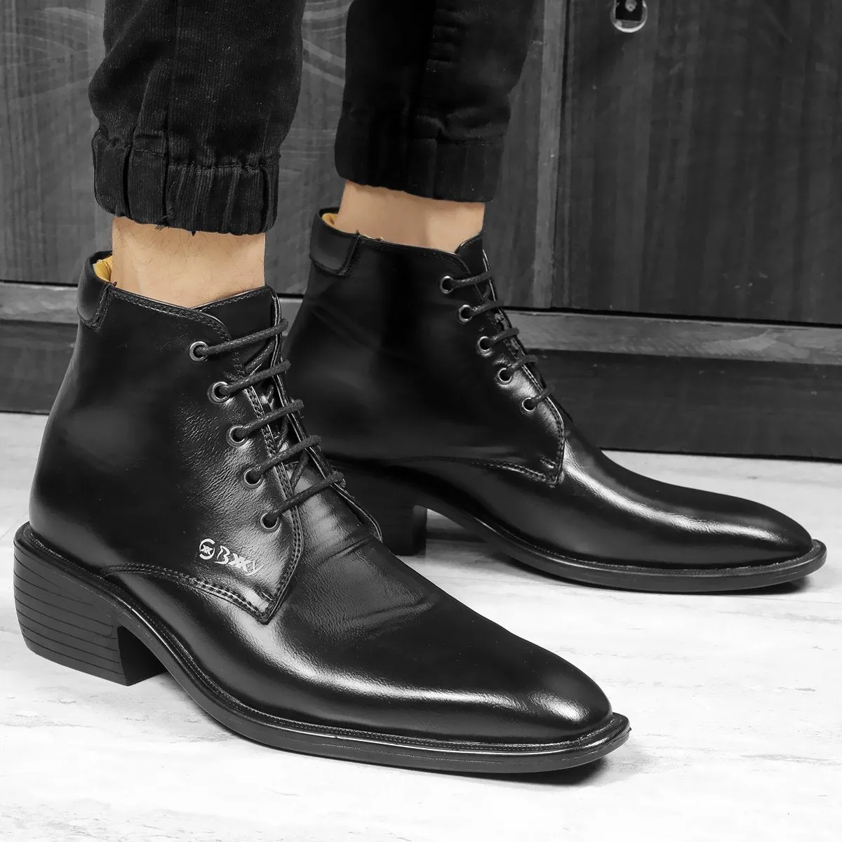 Men's Formal Height Increasing Derby Lace-up Ankle Boots