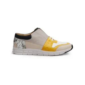 Men's Midnight Rider Yellow Gray White Leather Sneakers 01291-083