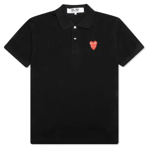 Stacked Heart Polo Shirt - Black