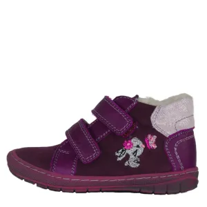 Szamos Kid Girl Shoes Burgundy With Bunny And Butterfly Pattern - Made In Europe