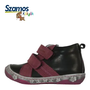 Szamos kid girl sneakers black with pink velcro straps toddler size