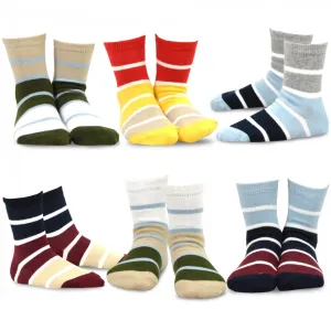 TeeHee Socks Kid's Causal Cotton Short Crew Rugby Stripe 6-Pack (70678)