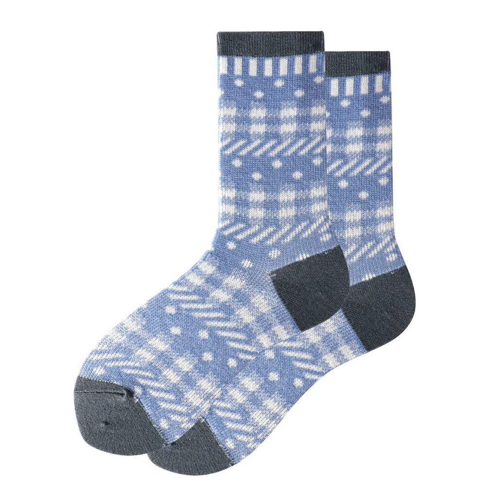 Women's Touch Wear Everyday Stripe Blue Crew Wool Socks 5-Packs